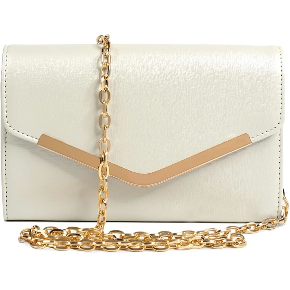 Chic White and Gold Women's Clutch